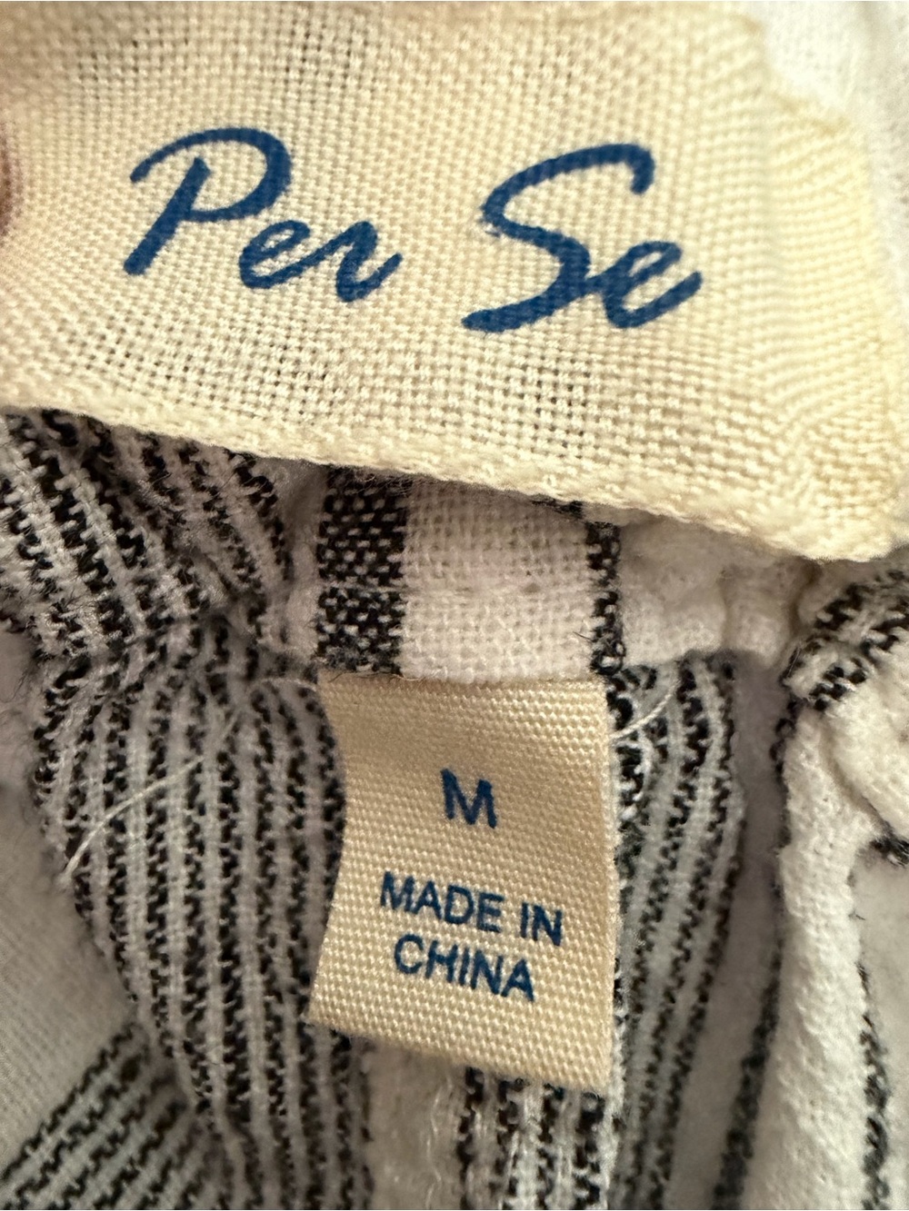Per Se Linen Blend Striped Drawstring Pants M - Picture 3 of 4